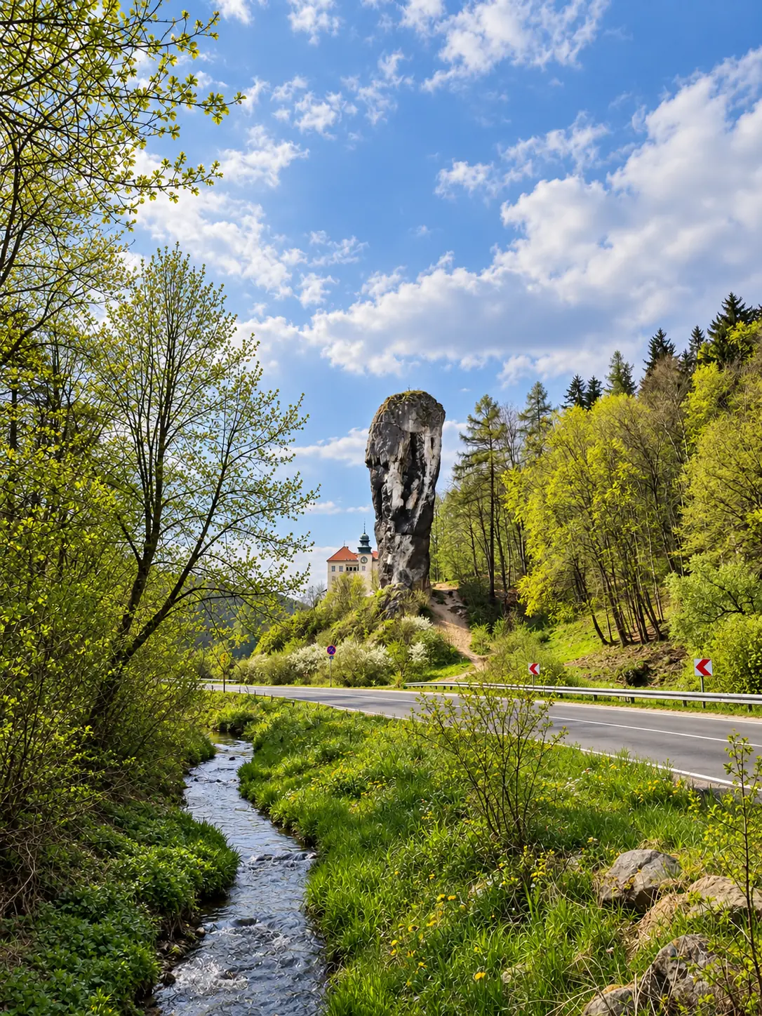 Hercules Club limestone rock beside Pieskowa Skała on the Eagle Nests Trail
