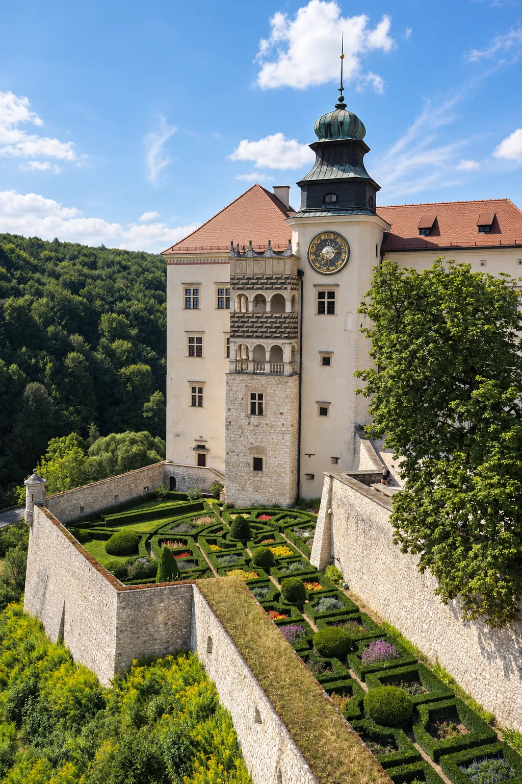 Pieskowa Skała Castle and Renaissance garden near Ojców National Park