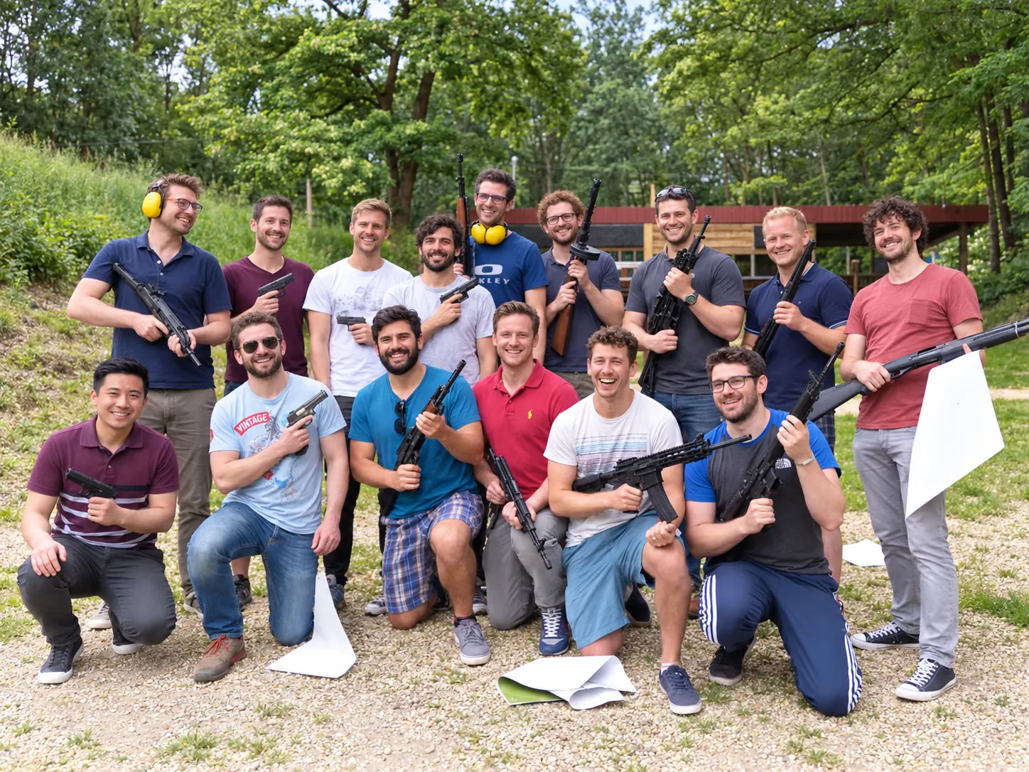 Private group after an outdoor shooting range experience from Krakow