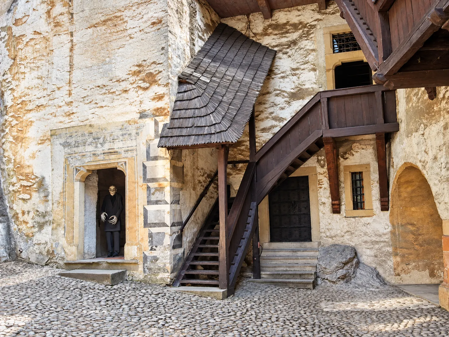 Medieval courtyard and tower at Orava Castle