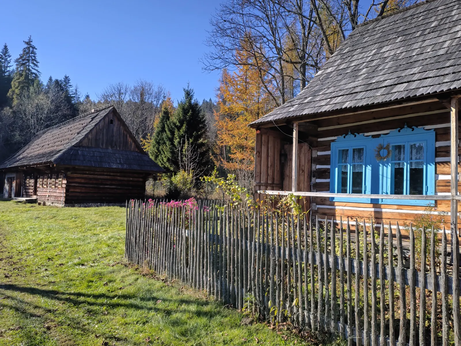 Traditional wooden houses at the Orava Ethnographic Park in Zuberec