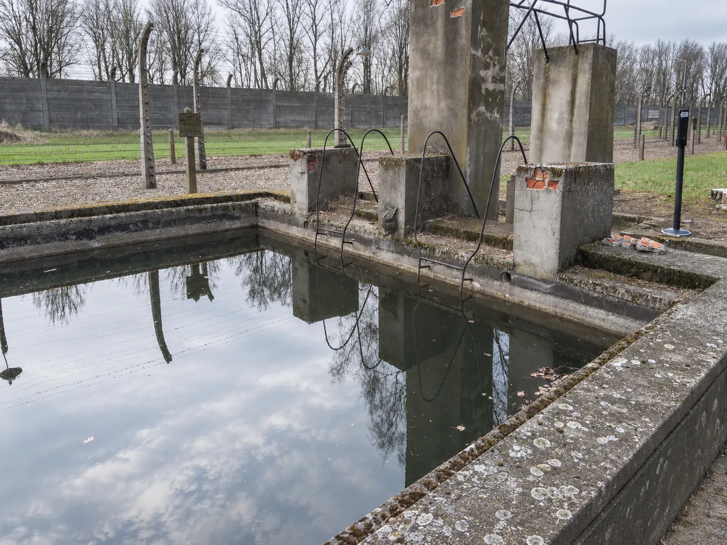 Fire-water reservoir at Auschwitz I, used by German personnel as a swimming pool