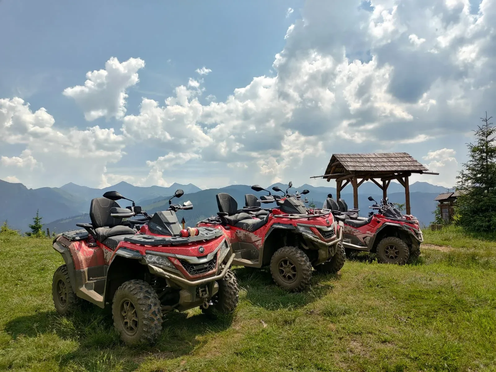 Quad bikes parked with mountain views in the Zakopane region